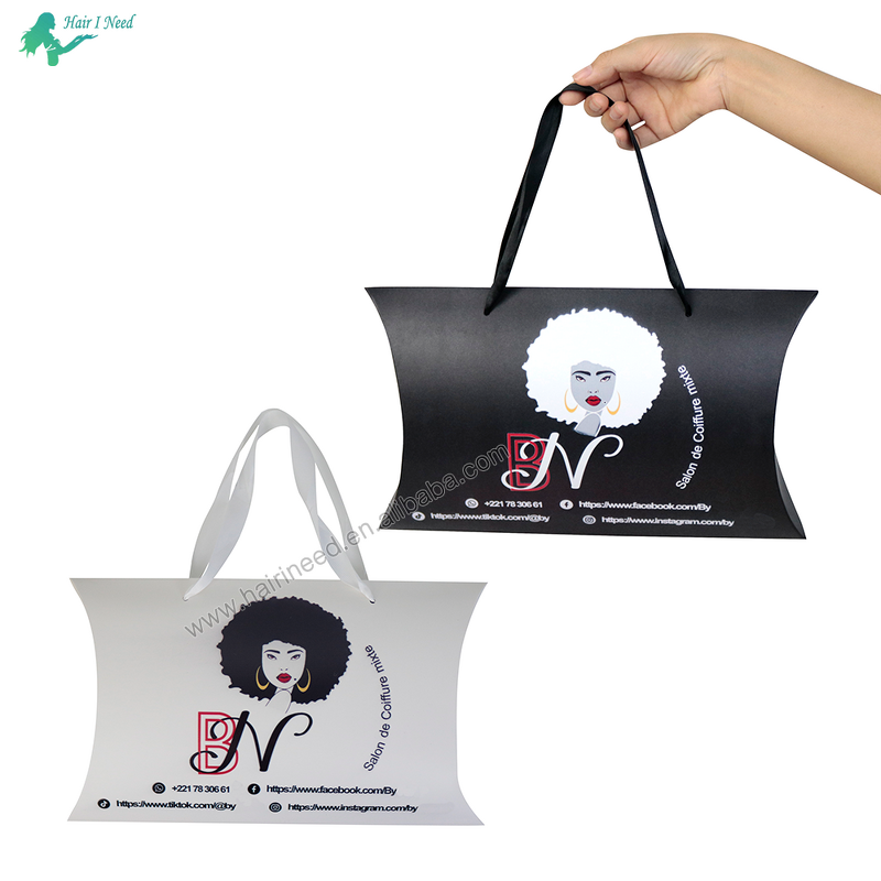 Hair Packaging Box - Elegant Custom with Handle Wig Bundles Pillow Storage
