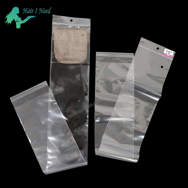 Hair Extension Packaging Bag - Plastic Closure Self Sealing Adhesive Transparent