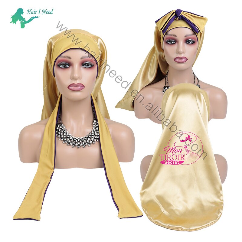 Satin Hair Bonnets - Custom Logo Long Braid Silk Designer Sport