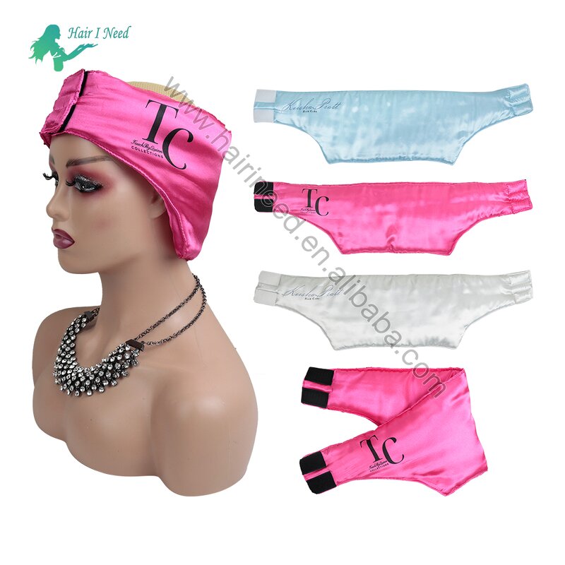 Head Wraps - Premium Custom Logo Luxury Satin Padding Edge with Hook and Loop