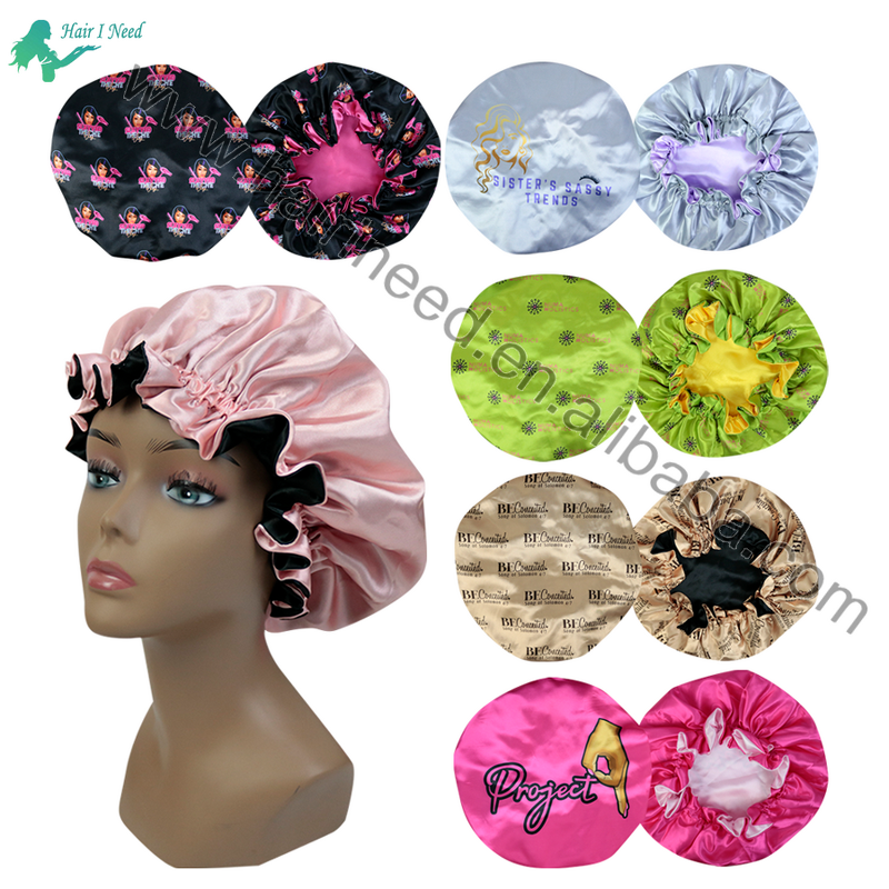 Satin Hair Bonnet - Wholesale Full Logo Printed Custom Double Layers Designer