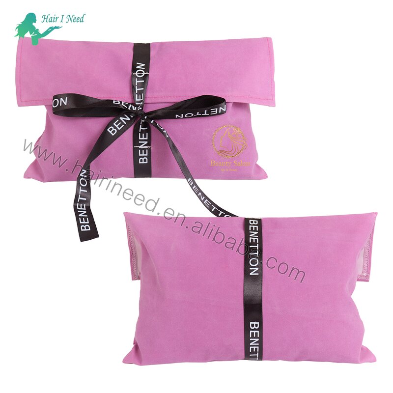 Velvet Gift Bag - Custom Printed Cosmetic Black for Hair Bundle Wig Packaging