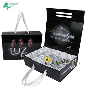 Hair Bundle Packaging Box - Customized with Satin Magnetic Closure for Wigs