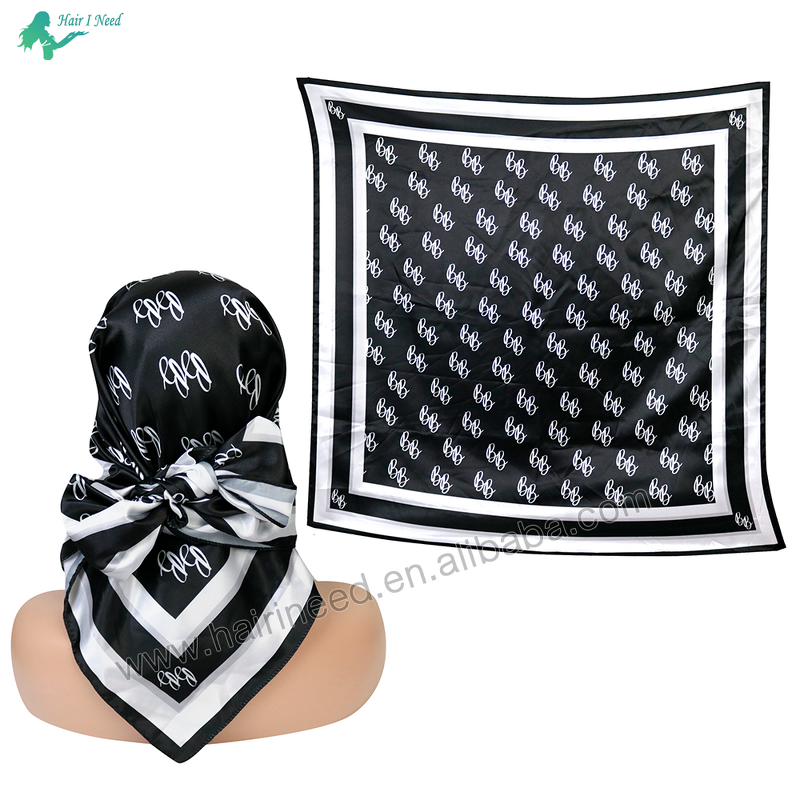 Silk Scarf - Custom Own Brand Logo Digital Printed Satin Square for Women