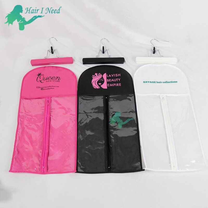 Wig Bags - Low MOQ Custom Logo PVC with Hanger Non Woven Zipper