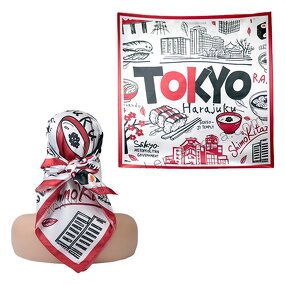 Silk Scarf - Luxury New Satin Small Grid Printing Neckerchief Soft for Women