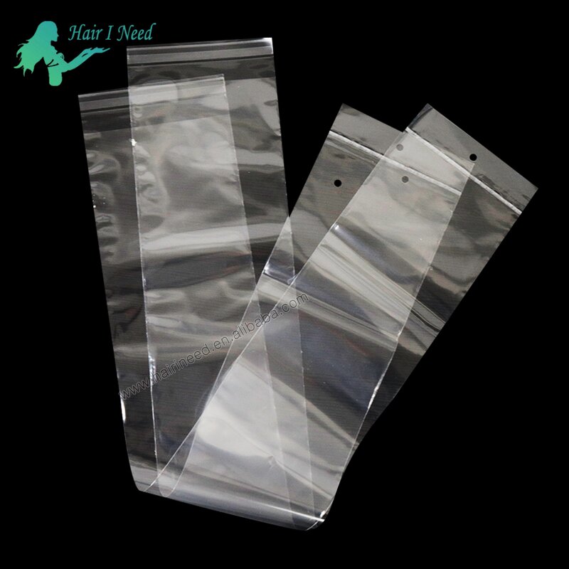 Hair Extension Packaging Bag - Plastic Closure Self Sealing Adhesive Transparent