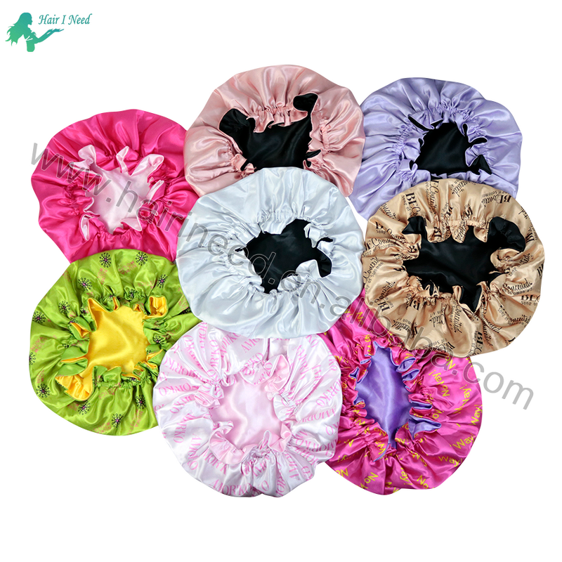 Satin Hair Bonnet - Wholesale Full Logo Printed Custom Double Layers Designer