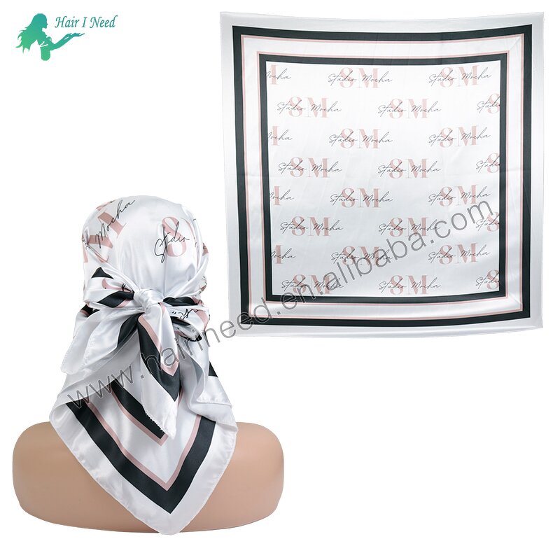 Hair Scarf - Custom Digital Print Square Luxury Soft Satin for Women
