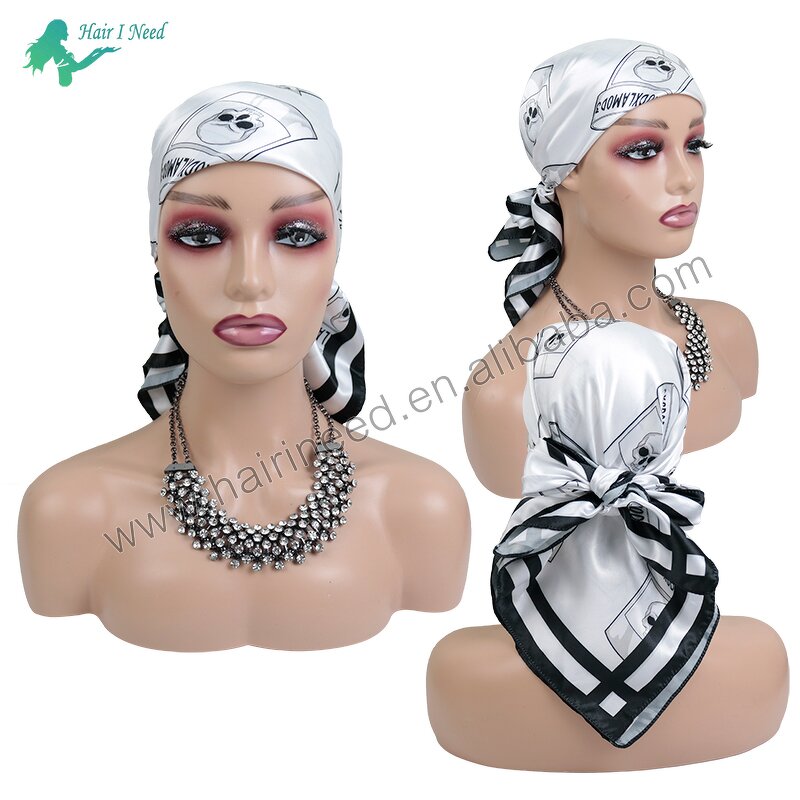 Silk Scarf - Custom Own Brand Logo Digital Printed Satin Square for Women