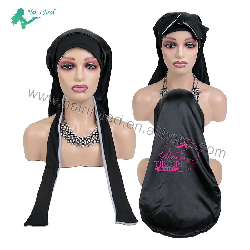 Satin Bonnet - Wholesale Luxurious Large Silk Long Bonnet for Sleeping