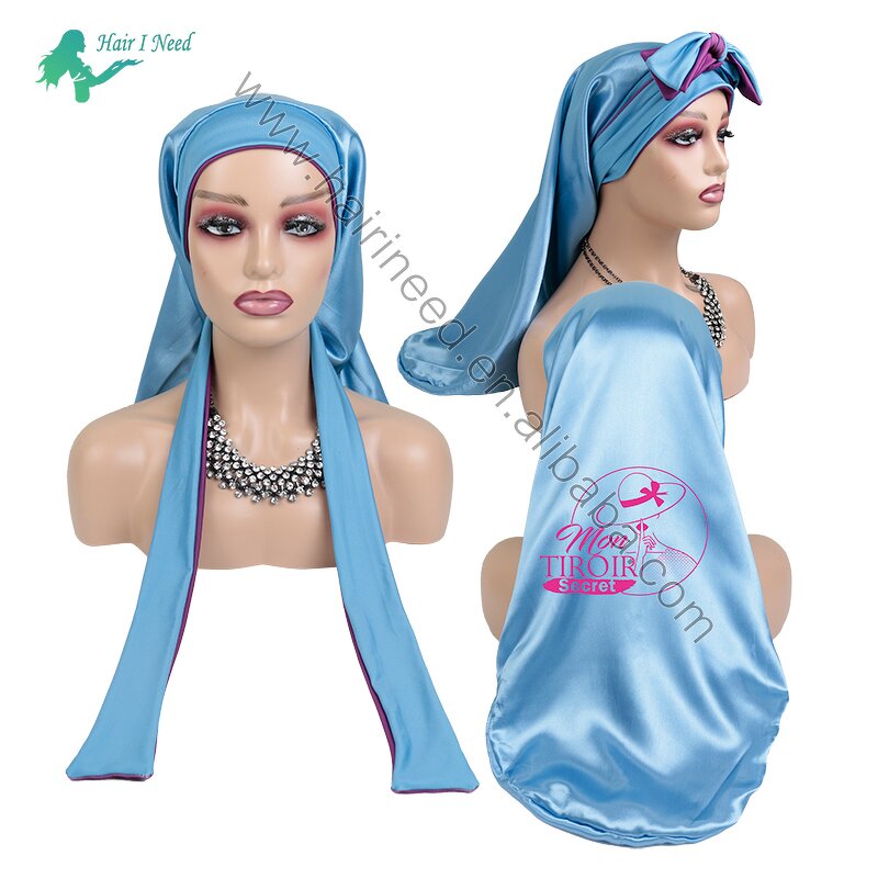 Satin Hair Bonnets - Custom Logo Long Braid Silk Designer Sport