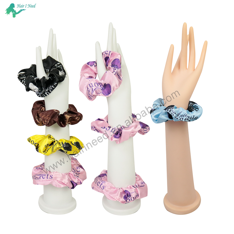 Hair Scrunchies - Wholesale Custom Logo Cheap Satin Black for Women