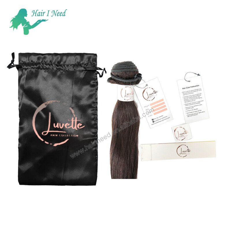 Hair Extensions Accessories - Wholesale Custom Logo Bundle Labels Tags Satin Bags