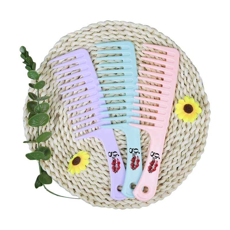 Hair Comb - Custom Plastic Wide Tooth Hairdressing for Curly Cutting Styling