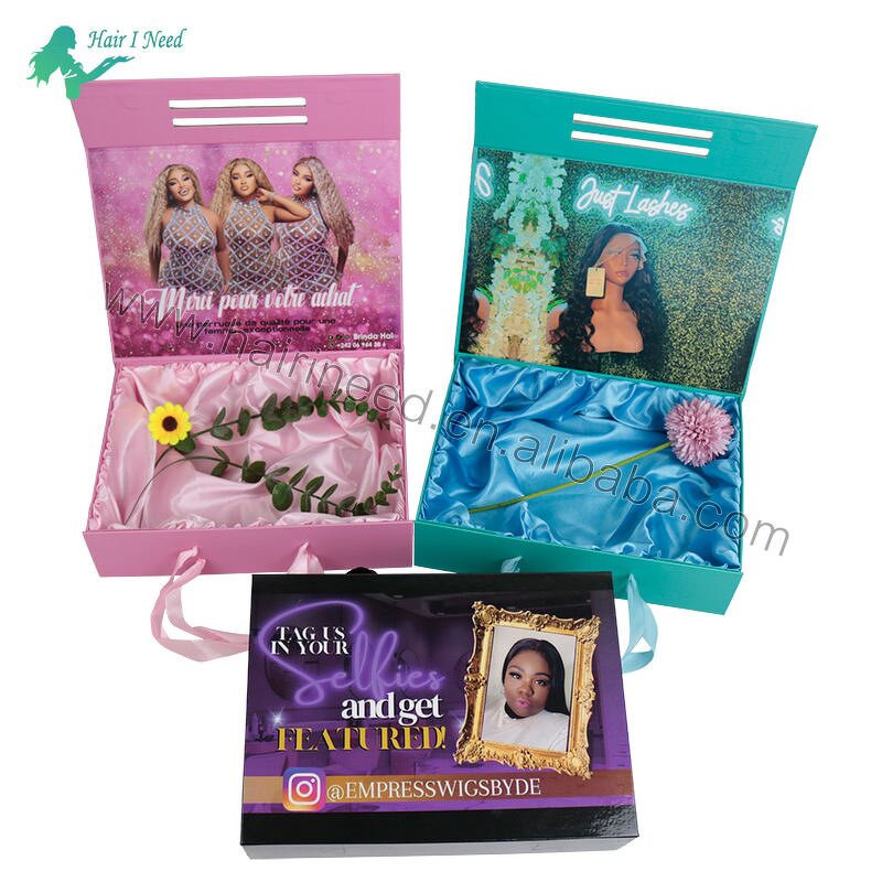 Magnetic Closure Gift Box - Wholesale Custom Glossy Luxury with Handles for Wig
