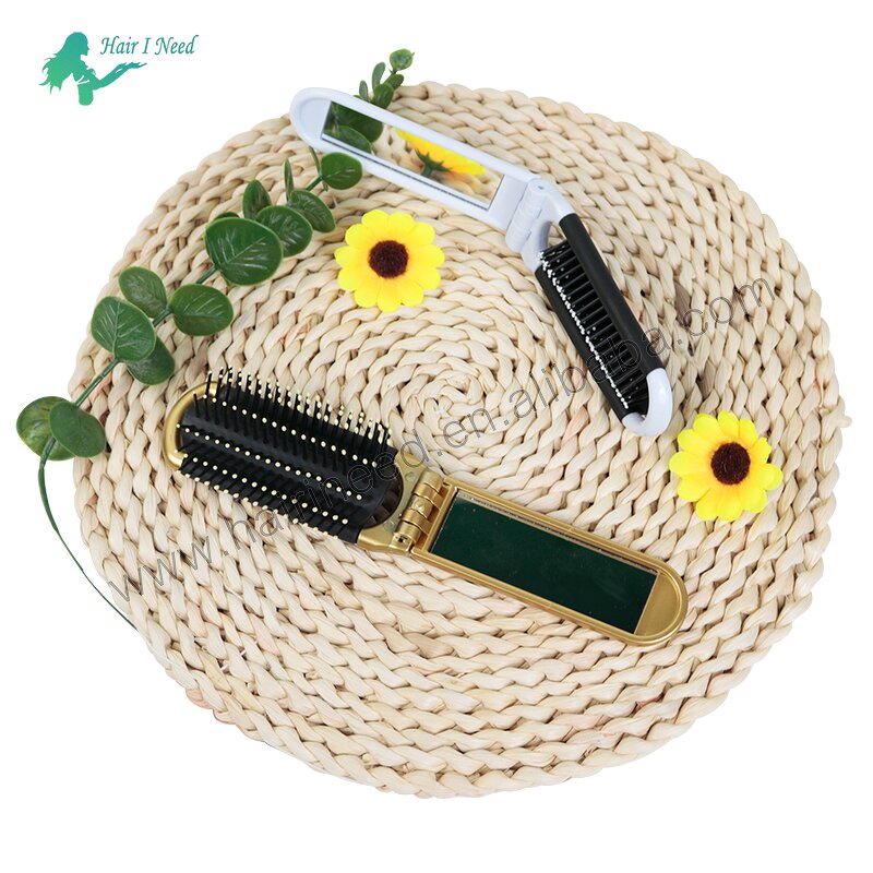 Hair Brush - Portable Private Label Mini Mirror with Logo Small for Girls