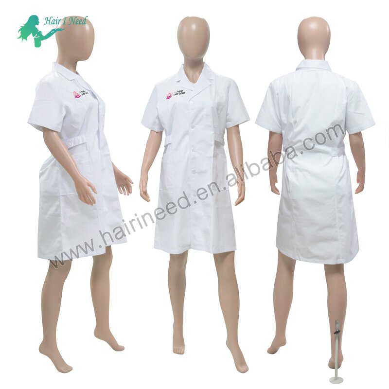 Nurse Uniform - Best Quality Custom Logo White Short Sleeve Skirt Dress for Hospital
