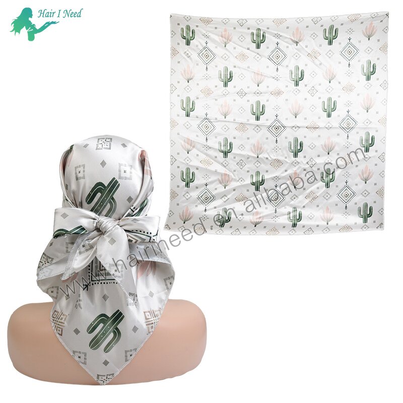 Silk Scarf - Custom Own Brand Logo Digital Printed Satin Square for Women