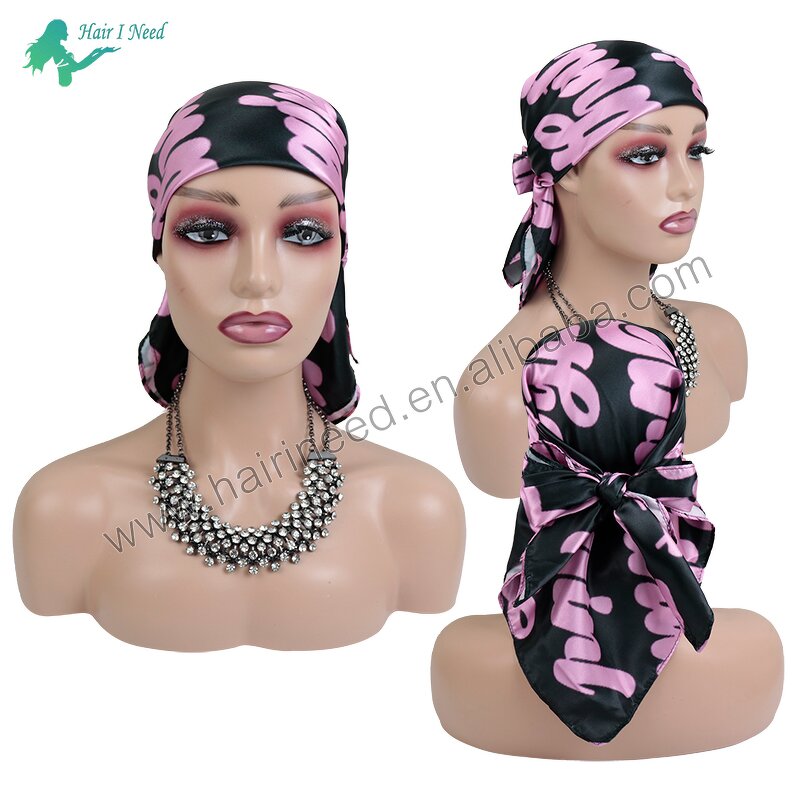 Silk Scarf - Custom Own Brand Logo Digital Printed Satin Square for Women