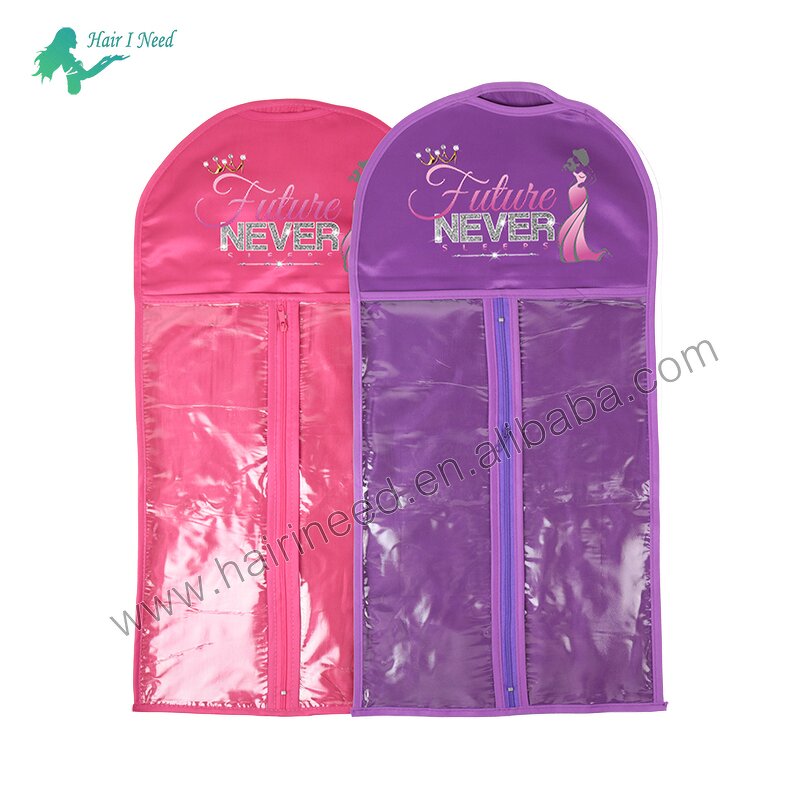 Satin Bag - Luxury Purple Personalized with Logo Storage Zipper Hangers for Hair