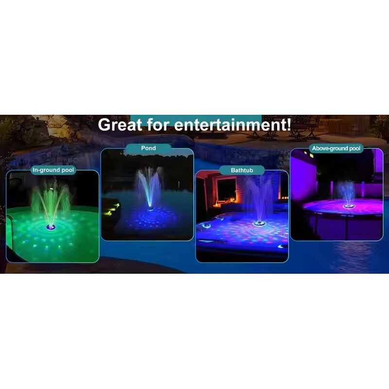 LED Light Floating Pool Fountain - Multicolor Lights IP67 Waterproof Outdoor