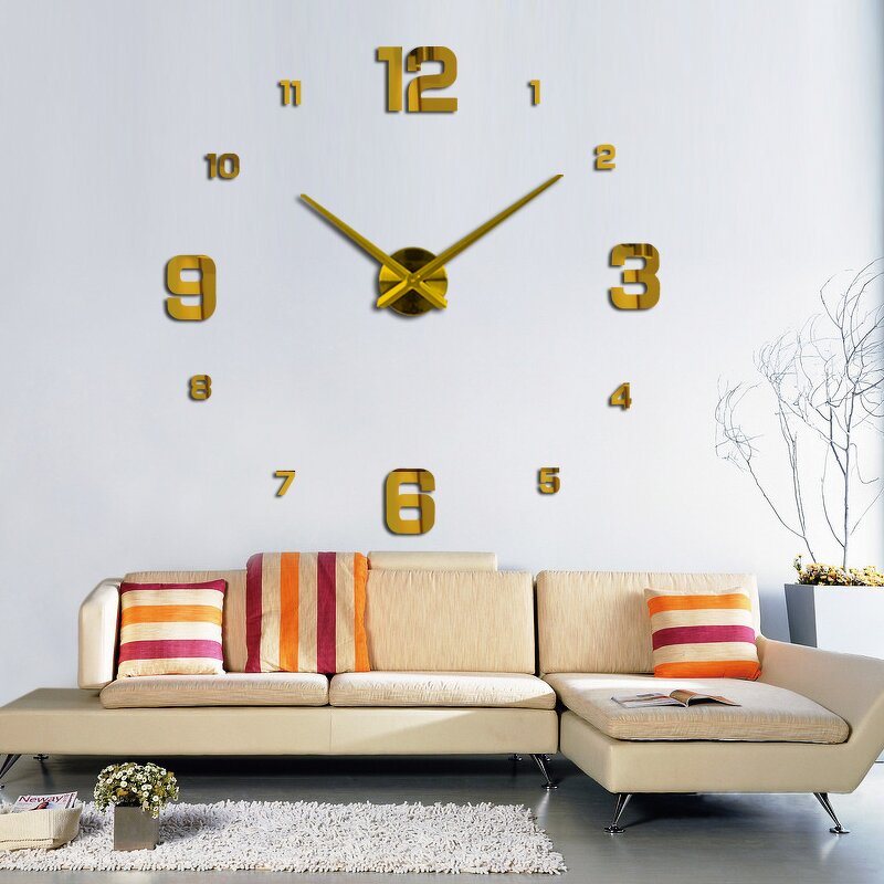 Large 3D Frameless Single-sided Modern Silent Living Room Wall Clock - Manufacturer