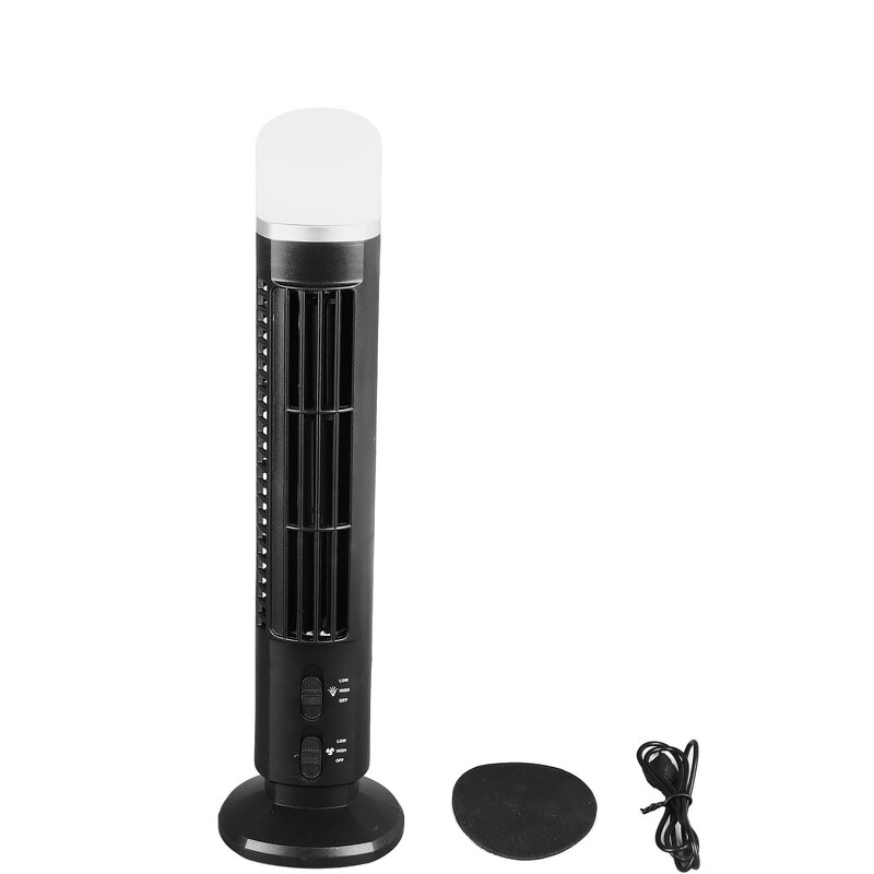 Tower Fan for Bedroom Portable USB Bladeless - 90 Degree Desk Fan with Light