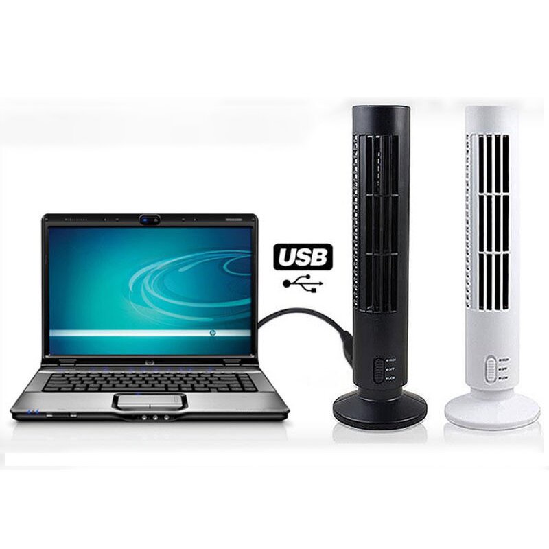 Vertical Bladeless Fan with 2 Speeds - USB Desktop Air Fan Mini Cooling