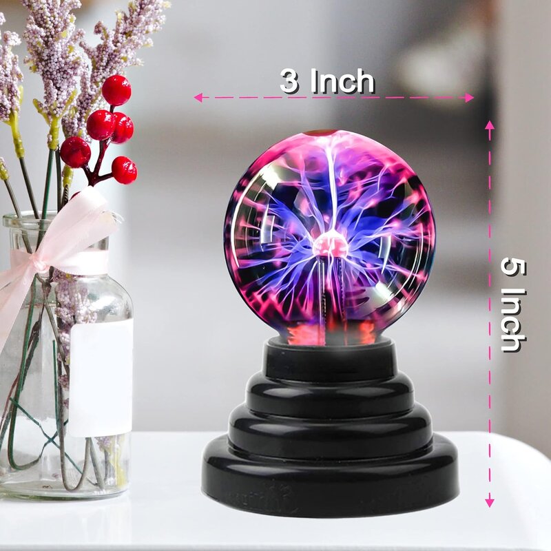 3 Inch Plasma Ball Lamp Touch Sensitive - Novelty Nebula Sphere Globe