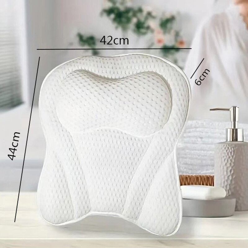 Bath & Spa Pillow with 4D Air Mesh Technology - 7 Strong Suction Cups