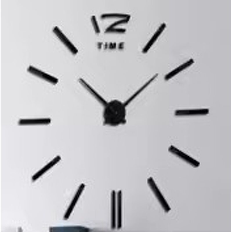 DIY Wall Clock Large Living Room Modern 3D - with Mirror Numbers for Home Office