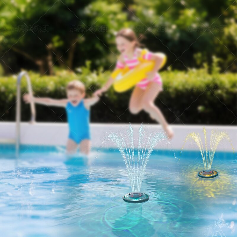 Waterproof Water Pump Floating Pool Fountain - with Lights for Bird Bath