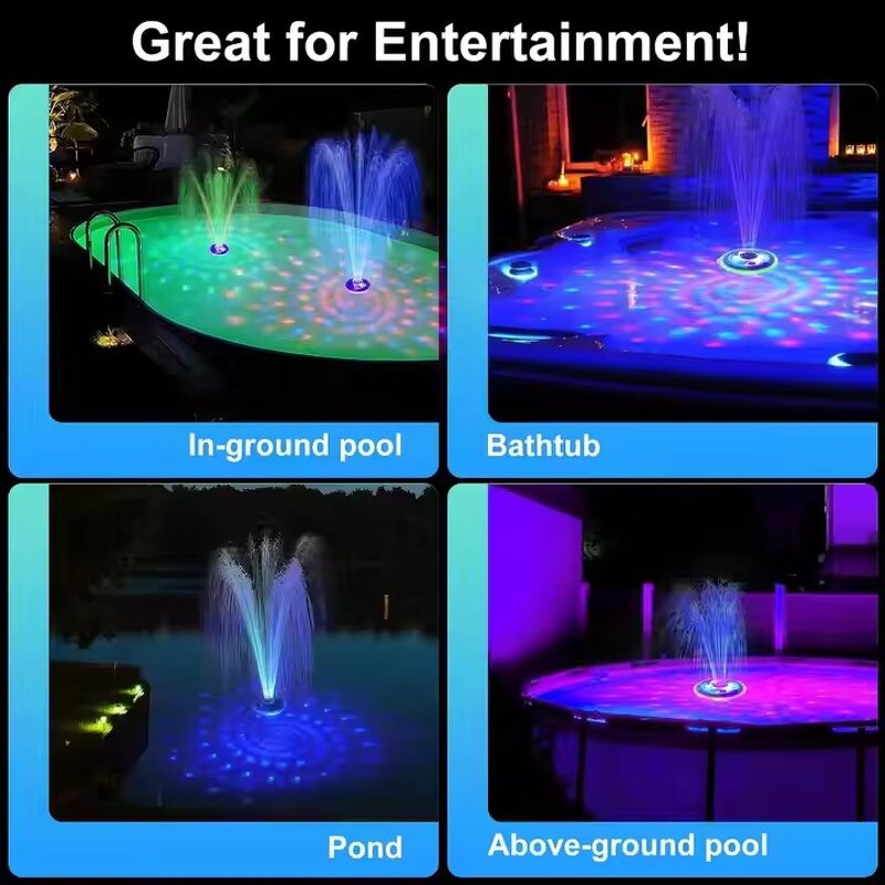 Fountain Pump RGB Color - for Pond Pool Garden LED Colorful Water Floating