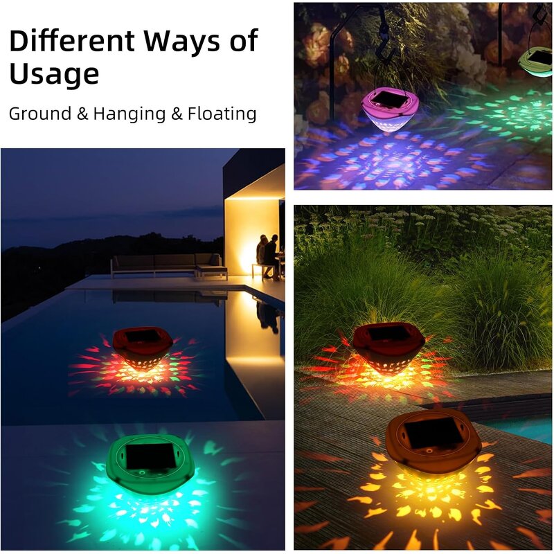 Color Changing Fish Pattern RGB Solar Swimming Pool Light - IP67 Decoration