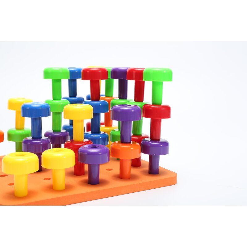 Colorful Stacking Peg Board Toy for Toddlers - 30 Pegs