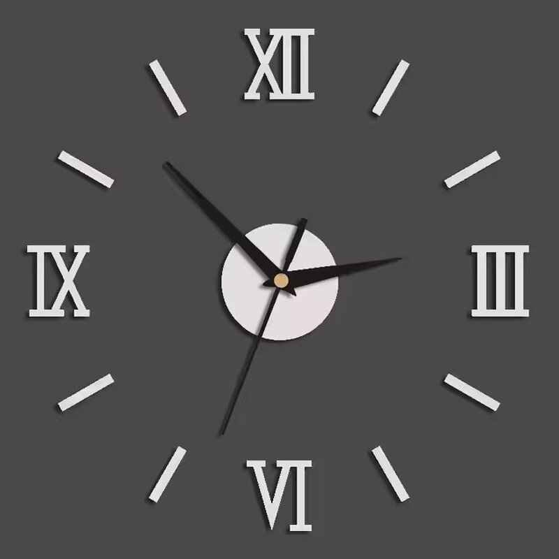 DIY Wall Clock Large Living Room Modern 3D - with Mirror Numbers for Home Office