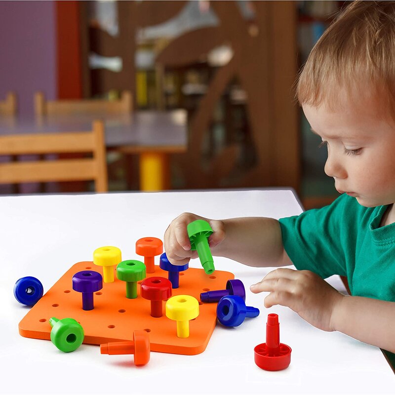 Kids Educational Toys - Colorful Peg Board Stacking Toys