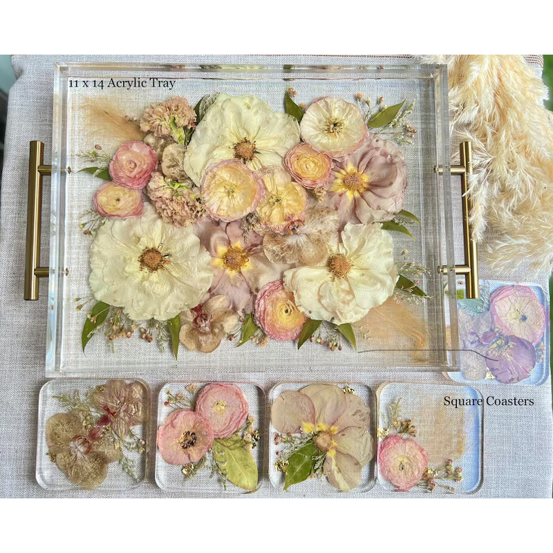 Acrylic Tray - Rectangle for Wedding Flower Preservation Bridal Bouquet Pressed Frame
