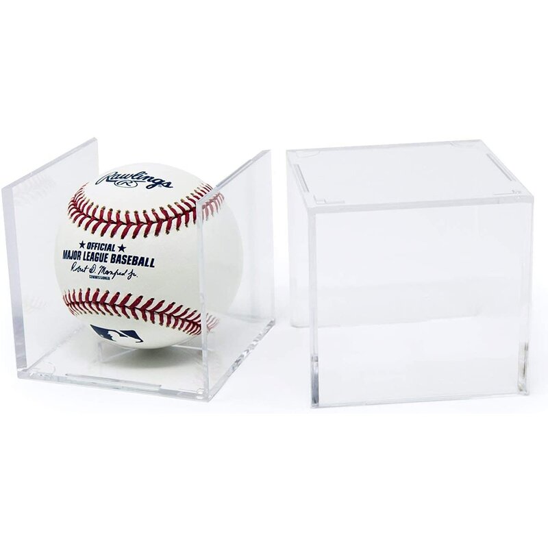Baseball Display Case - UV Protected Acrylic Cube Holder Clear Box Memorabilia Storage