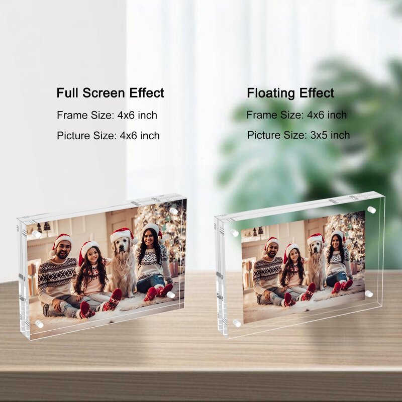 Photo Card Frame - Custom Sized Double-Sided Clear Acrylic Magnetic Desktop with Angel Theme