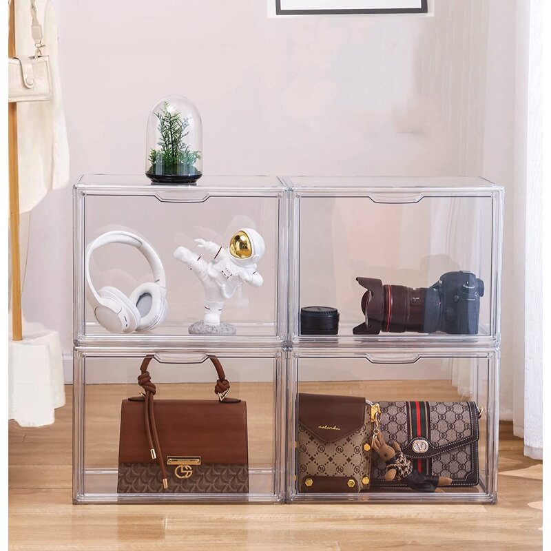 Purse Storage Organizer - 3 Pack Clear Acrylic Display Box for Handbag Stackable