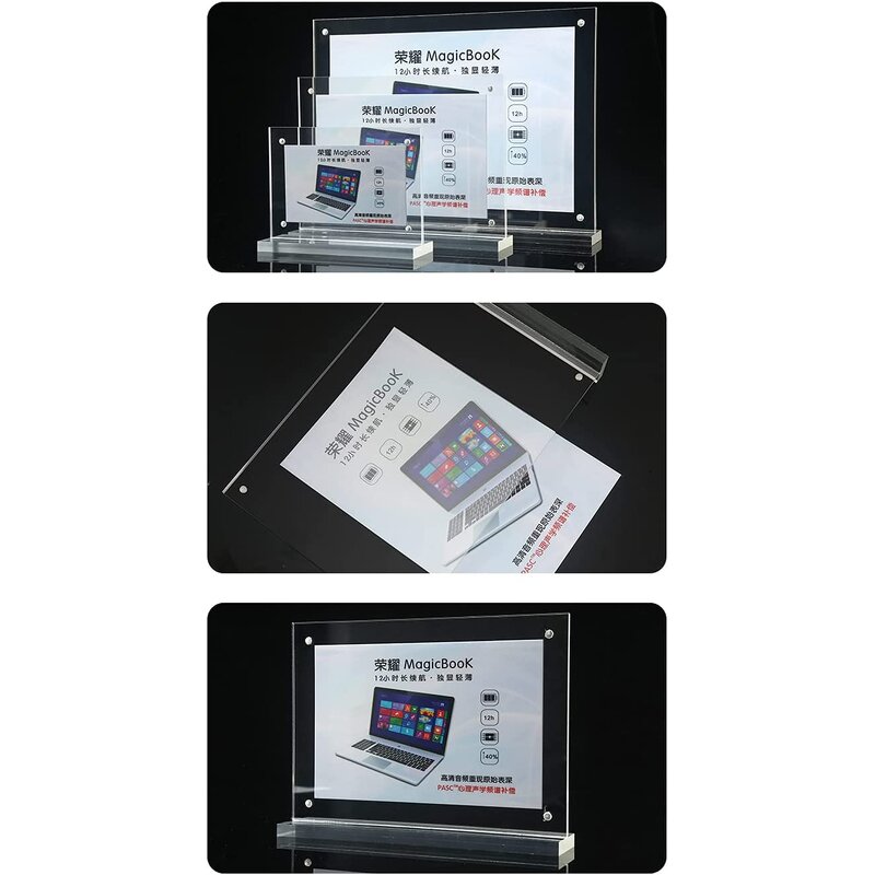 Menu Stand - Tabletop T Shape Photo Frame Sign Double Sided Clear Acrylic Resin