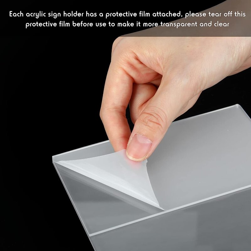 Sign Holder - 5 X 7 Inch Acrylic Slant Back Picture Frames Clear L Shaped Desktop