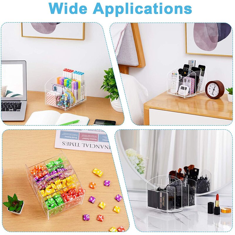 Pen Holder - 360-Degree Desktop Stationery Organizer Caddy Acrylic Rotating for Office