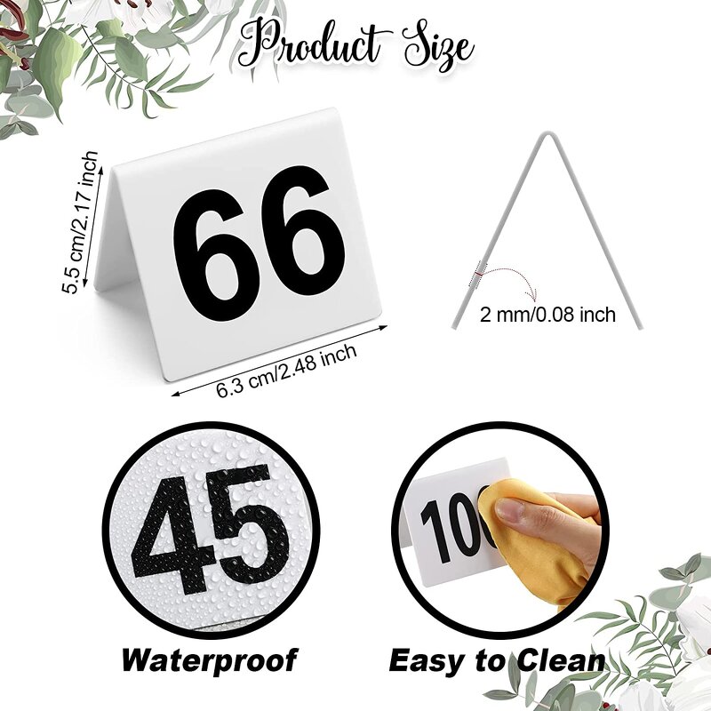 Table Numbers - 100 Pcs Acrylic 1-100 Double Side Tents for Restaurant Wedding Party