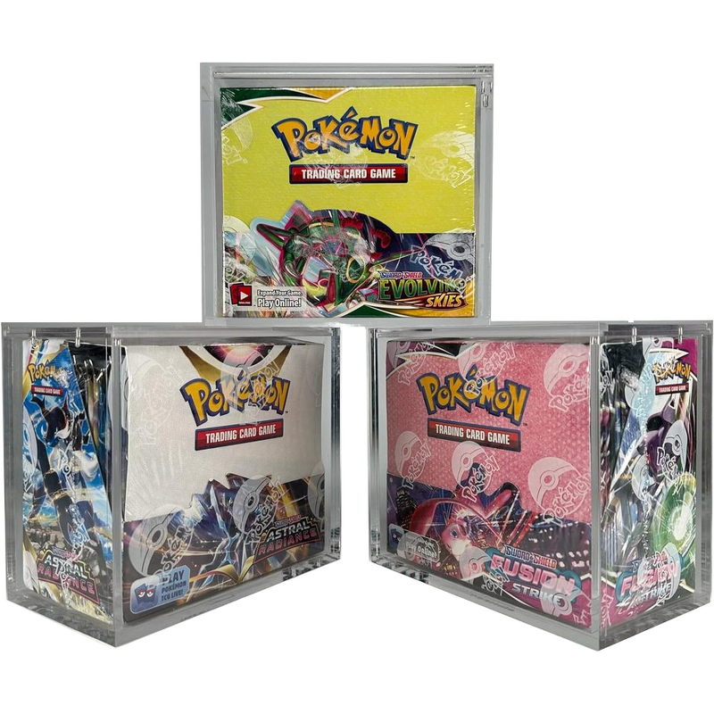Booster Box Acrylic Case - Factory Sliding Magnetic Lid Clear for Pokemon Card Display