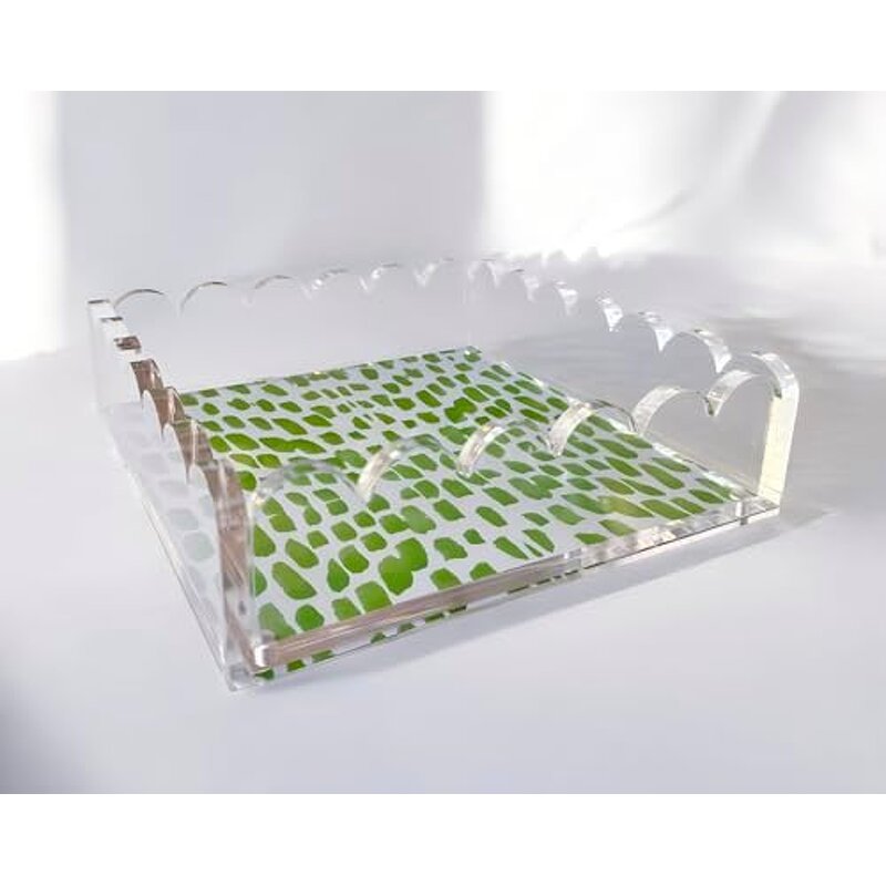 Acrylic Tray - Customizable 8 X 8 Clear with Anti-Slip Pads Magnetic Mat for Photos