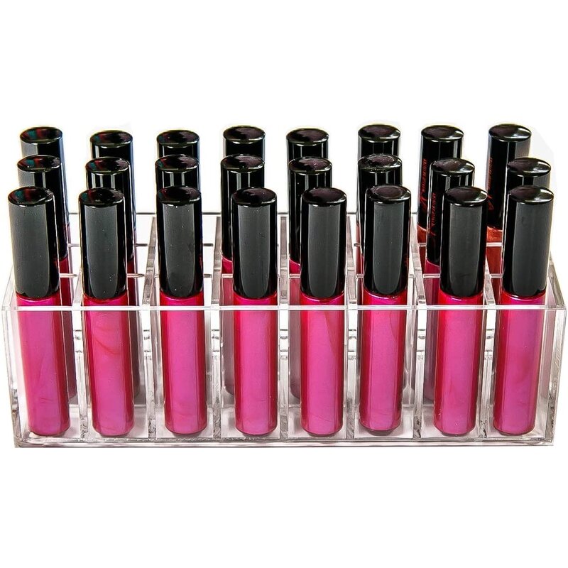 Lipstick Holder - 24 Spaces Clear Acrylic Makeup Lipgloss Organizer Nail Polish Rack