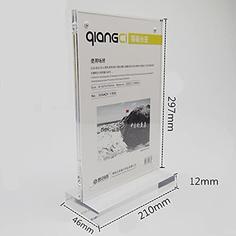 Menu Stand - Tabletop T Shape Photo Frame Sign Double Sided Clear Acrylic Resin